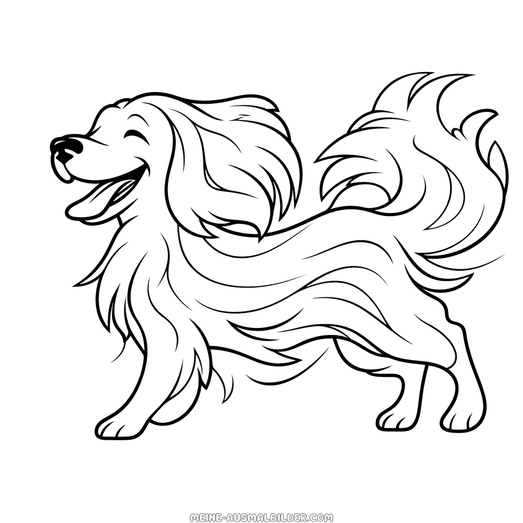 Ausmalbild hund im wind