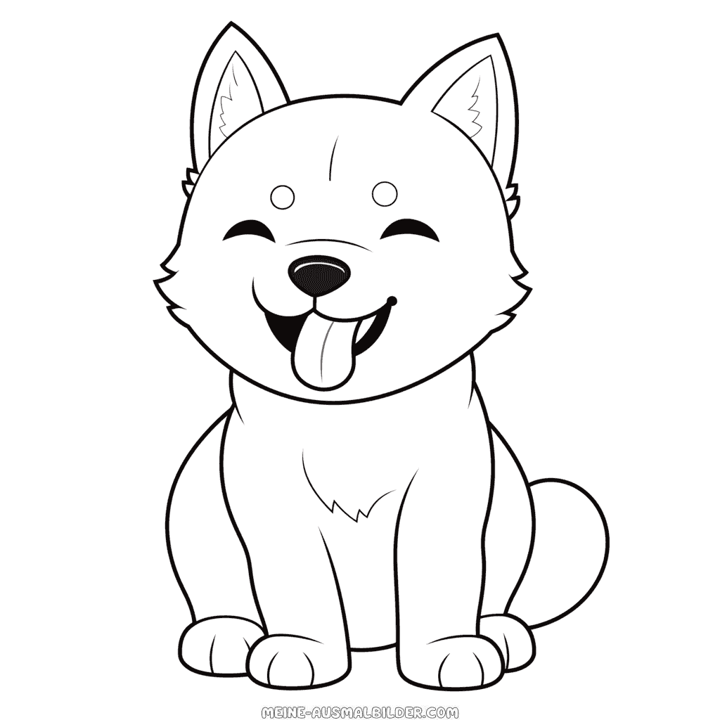Ausmalbild lächelnder hund