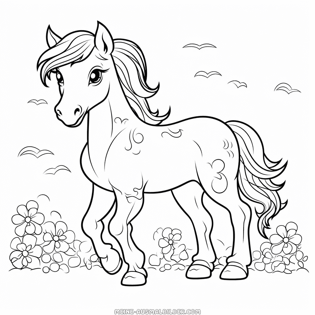 Ausmalbild pferd zeichnung druckbar