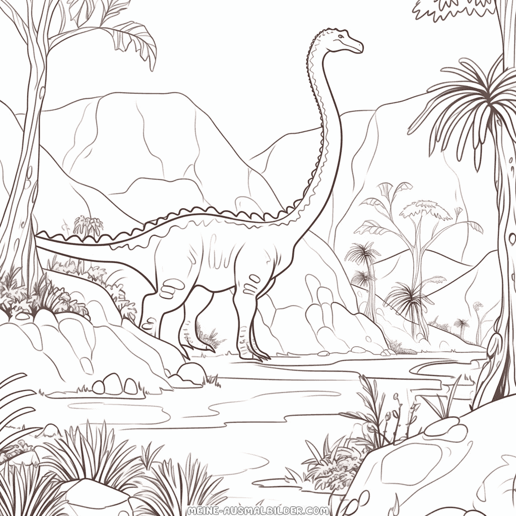 Ausmalbild lebensraum für dinosaurier